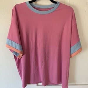 Pink and Blue Colorblock T-Shirt